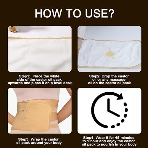 Castor Oil Pack,Castor Oil Pack Wrap Kit, Reusable Castor Oil Compress Wrap, Castor Oil Wrap for Liver Detox, Comfort Sleep, Improve Abdominal Muscles and Digestive Constipation (1Pcs) 6
