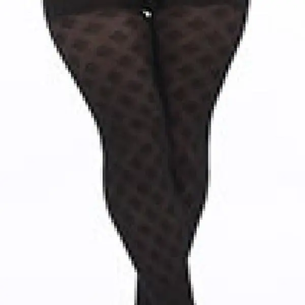 Sizes 8-16 Women's Opaque Black Diamond Patterned Tights with Criss Cross Design, Warm and Comfortable, Sizes 8-16 - Womenswear 0