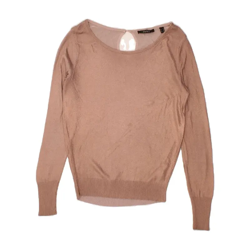 Pre-Owned Vintage ESPRIT Womens Boat Neck Jumper Sweater UK 10 Small Beige Viscose 1