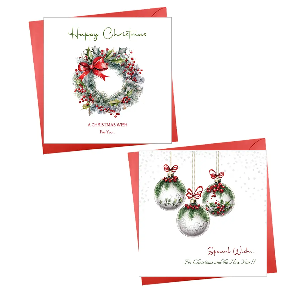 Papa Prints Xmas Cards (145x150mm) Multipack – Christmas 2023 Cards with Envelopes Pack