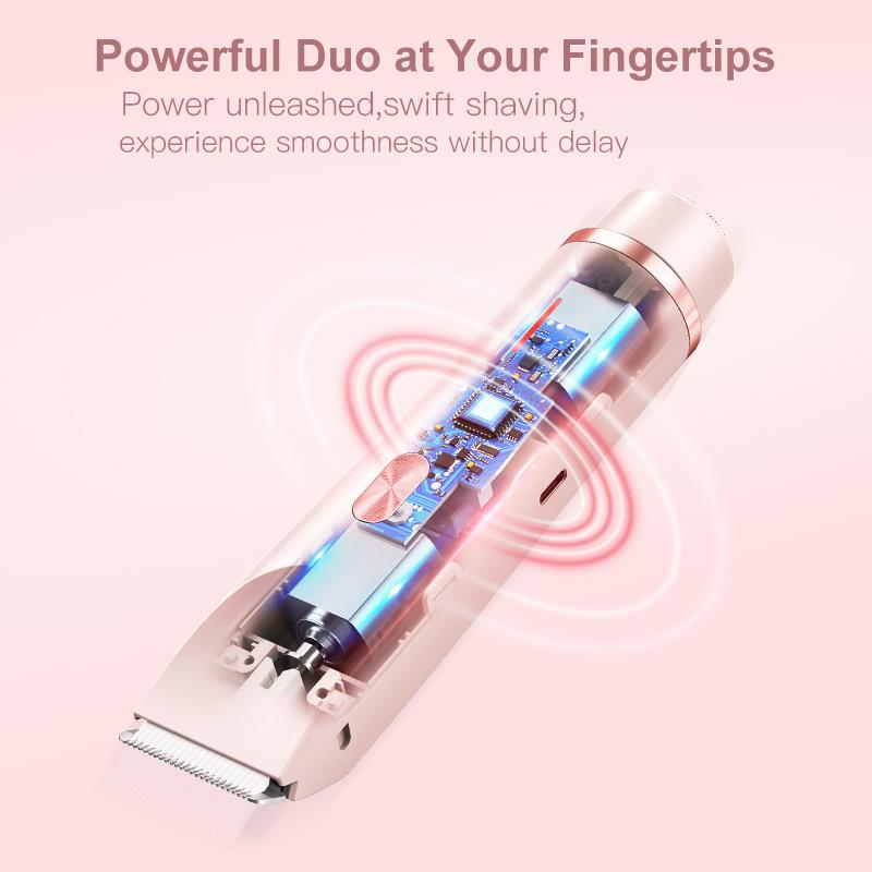 Electric Bikini Trimmer for Women | 2-in-1 Body & Facial Hair Removal | Rechargeable, Waterproof & Travel-Friendly 3