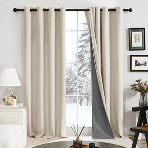 Deconovo Total Blackout Curtains Bedroom Thermal Insulated Energy Efficiency Eyelet Blackout Curtains with Coating Back Layer (2 panels)