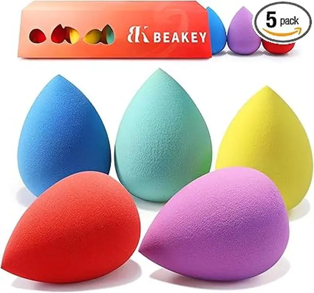 Makeup Sponges 5 Pcs, Non-Latex, Blender Beauty Soft Foundation Sponge, High Density Makeup Sponge for Foundation, Liquid, Creams and Powders (Multi-Color)