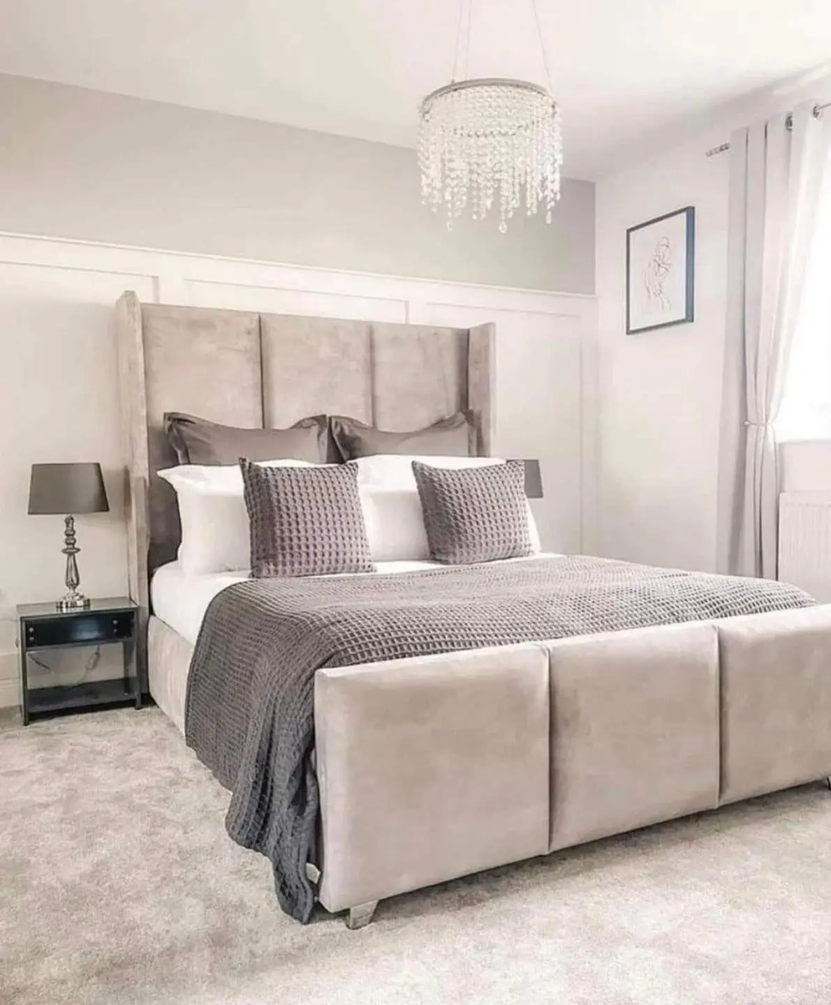 Luxury Design Winged Bed Frame + Mattress , All sizes ( Single, Double, King, Superking )