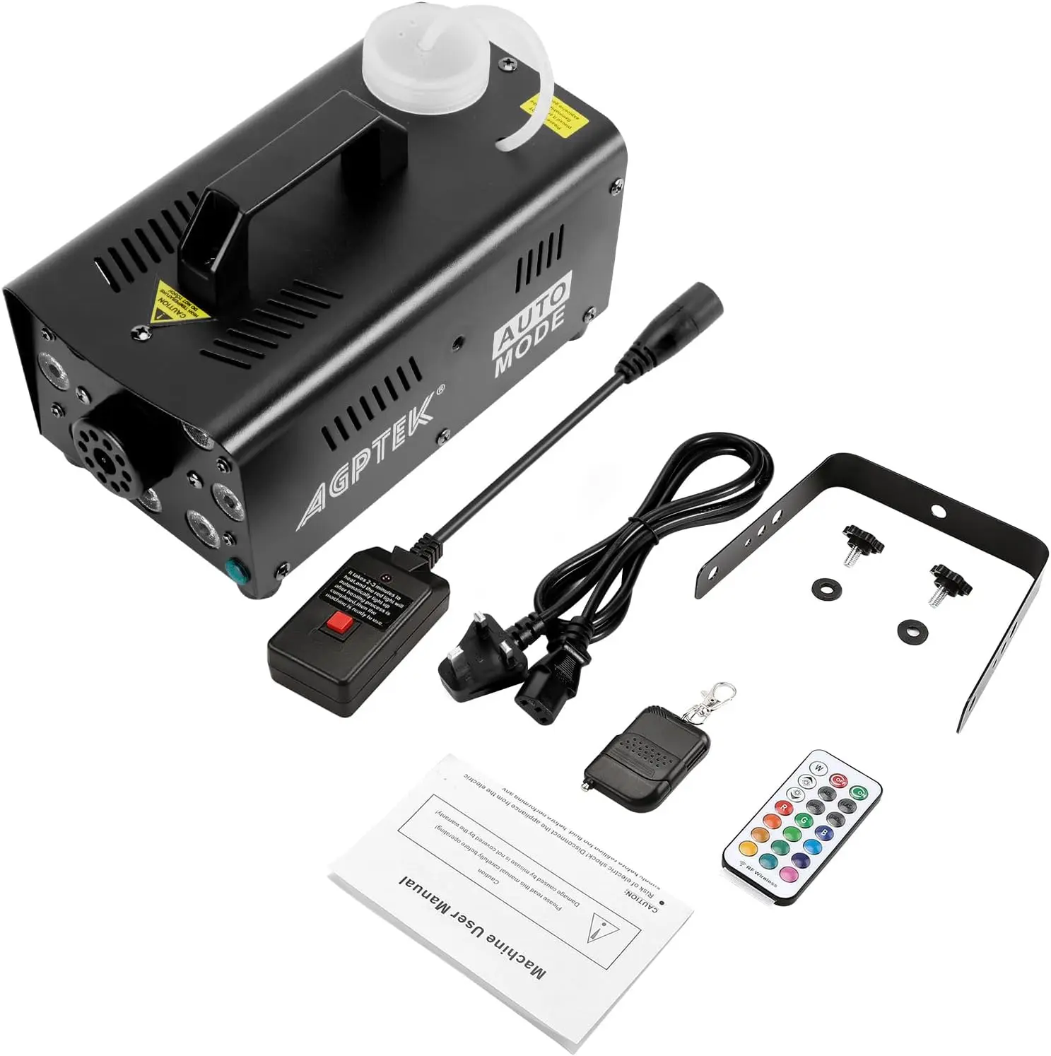 Upgraded Fog Machine, AGPtEK Smoke Machine with 13 Colorful LED Lights and RGB Light Effect, 500W 2000CFM Fog with 2 Wired and Wireless Remote Controls, for Wedding Halloween Christmas Stage Effect