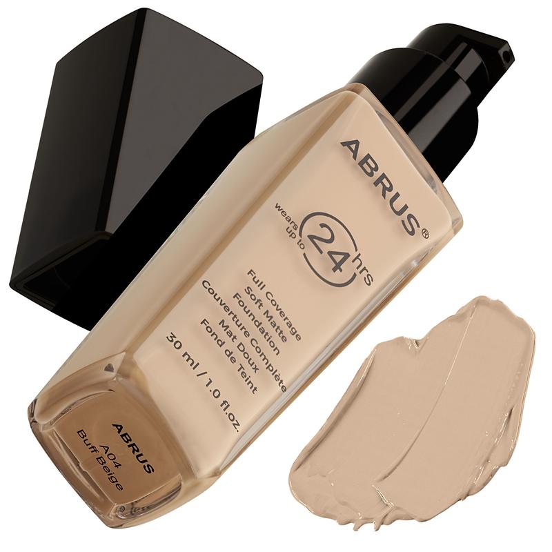 ABRUS Foundation Makeup - Flawless Matte Liquid Foundation for Full Coverage up to 24 Hours (A04 Buff Beige, 30 ml) 3