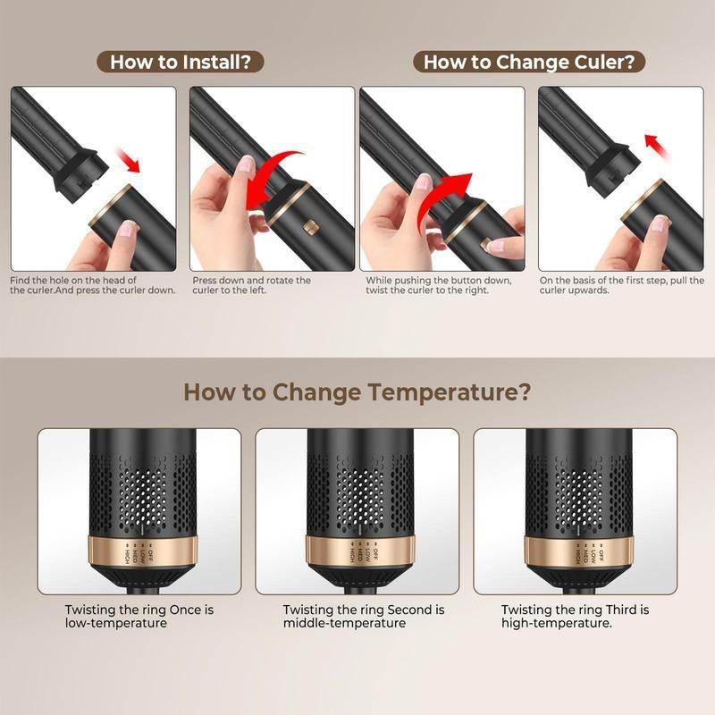 5 in 1 Multifunctional Hair Stylers, 1 Set Professional Hair Straight Curling Blow Dryer with Replacement Heads, Hair Styling Tool for Home & Salon Use, Hair Products 2