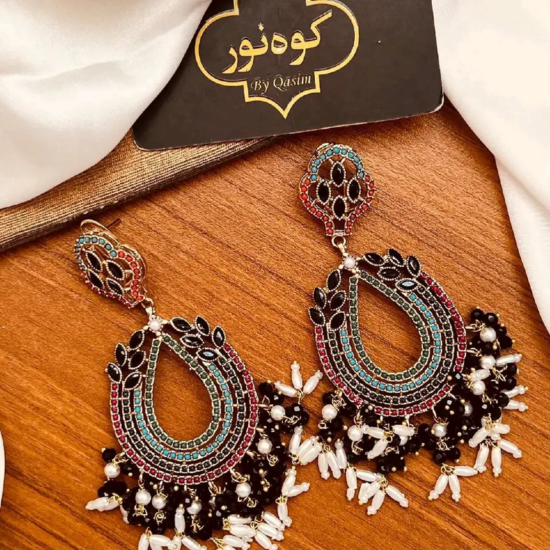 Pakistani Original Gold Plated Noratan Lightweight Big Earrings..... 4