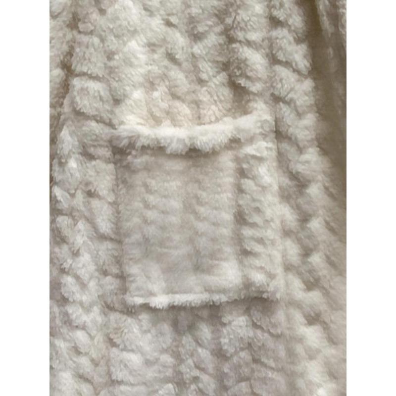 Women's Solid Color Pocket Belted Hooded Fuzzy Bathrobe, Casual Long Sleeve Warm Dressing Gown, Ladies Sleepwear for Fall & Winter 7