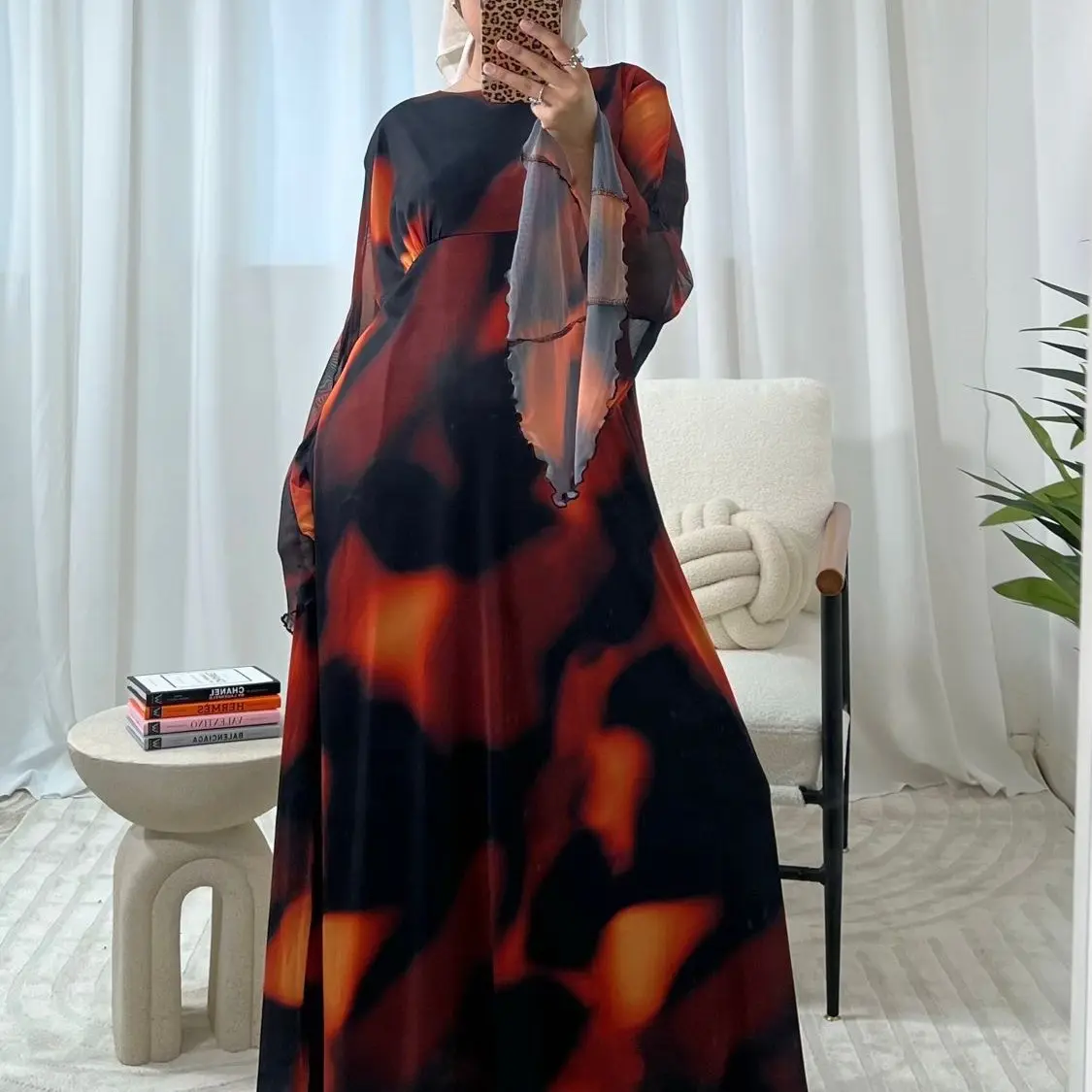 Mesh Flared Sleeve Dress  Womenswear Long Sleeve