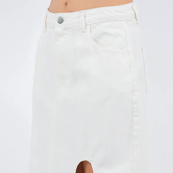 Hustle N Holla Curved Split Denim Maxi Skirt 4