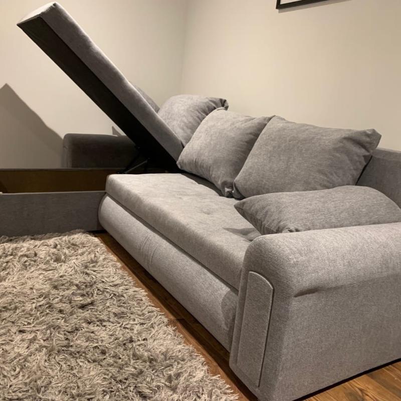 Relax Berlin Sofa Bed with double Storage Light Grey 2