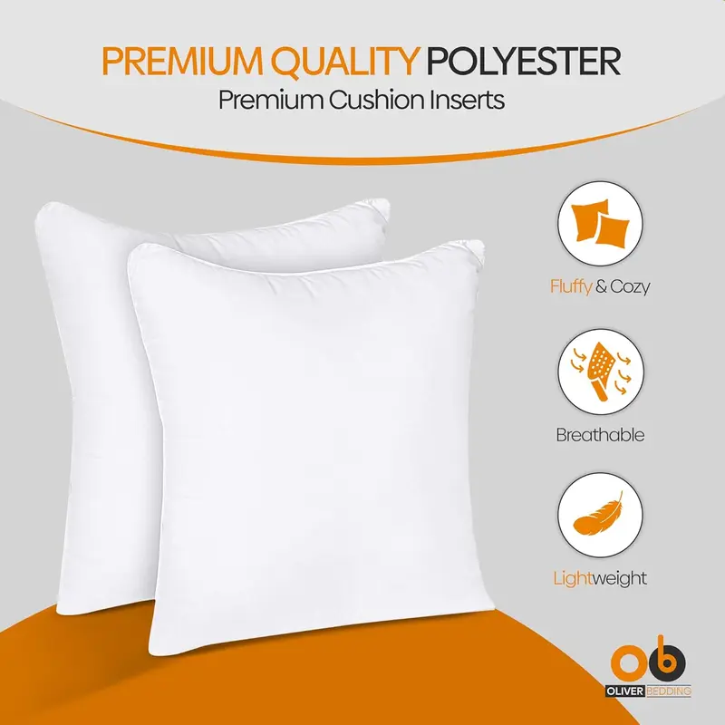 Premium Set of Hypoallergic Cushion Insert Decorative Square Pillow Stuffer for Sofa Couch Cushions inserts 2 pack - [SAME DAY DISPATCH] 5