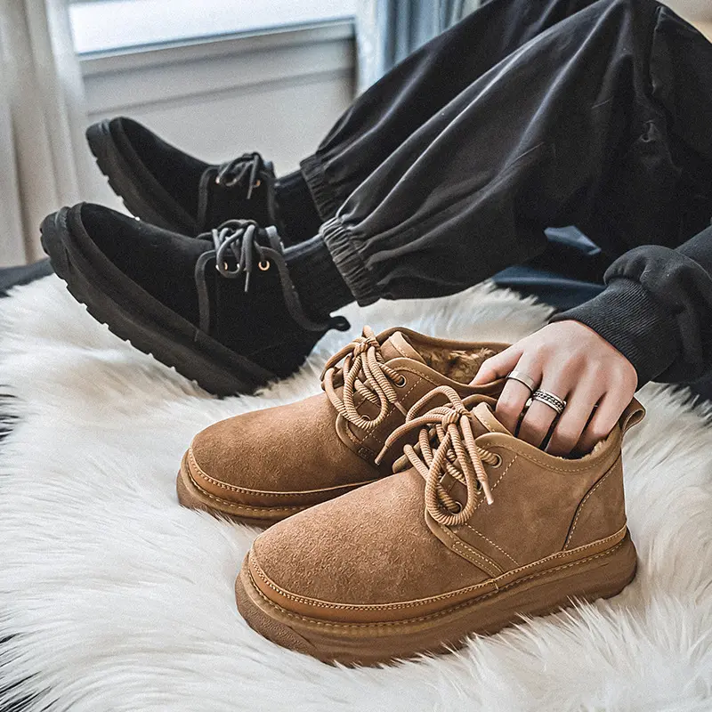 2024 winter new boots cotton shoes snow boots men's autumn and winter velvet warm middle help cotton shoes thickened tooling shoes Footwear Walking Shoes 3