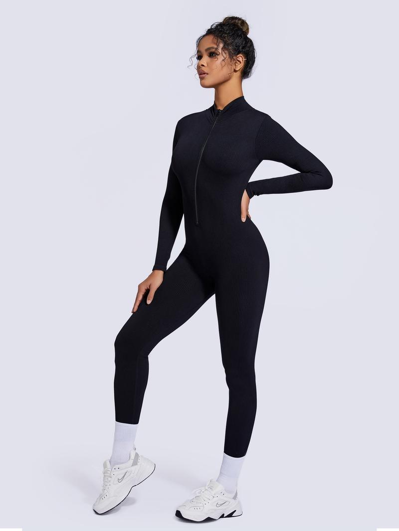 Product Introduction of GetMod jumpsusit for women's  Solid Zipper V Neck  Jumpsuit,Casual Sexy Tight-fitting Long Sleeve Jumpsuit for Spring& Fall.Comfort Womenswear for Lady 14