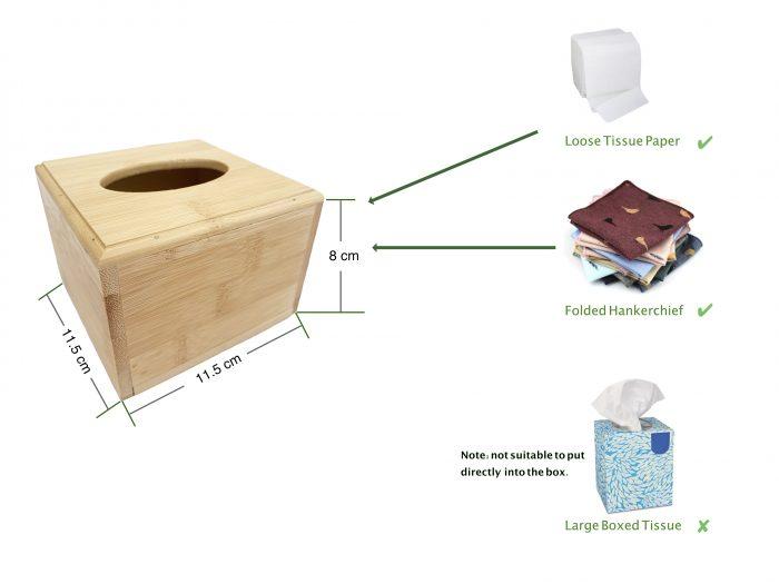 Small Wooden Tissue Box Holder Wooden Tissue Dispenser Box - Square Tissue Holder Cube - Wood Tissue Box Cover - Napkin Holder for Table Home Office Hotel Nature Bamboo Organiser For Living Room Kitchen Dining Bedroom 7