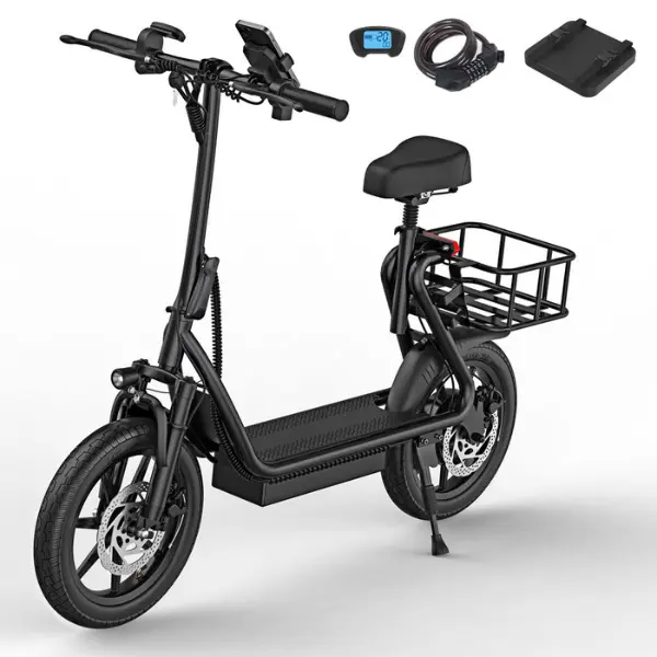 AOVOPRO ESBS Electric Scooter for Adults with Seat & Carry Basket, 10.5Ah or 22.5Ah Lithium Battery, Up to 27-Mile Range e scooters