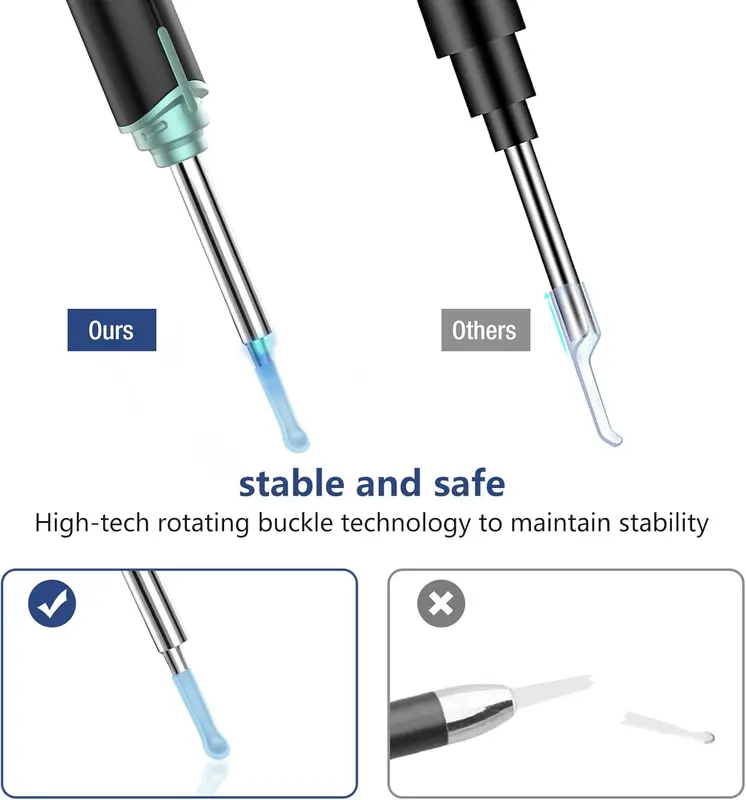Ear Wax Removal Kit Ear Camera 1920P FHD Wireless Ear Cleaner Ear Wax Remover with 8 PCS Ear Spoon, 3.9mm Waterproof Ear Otoscope Endoscope for iPhone, Ipad & Android Smart Phones, Black 1
