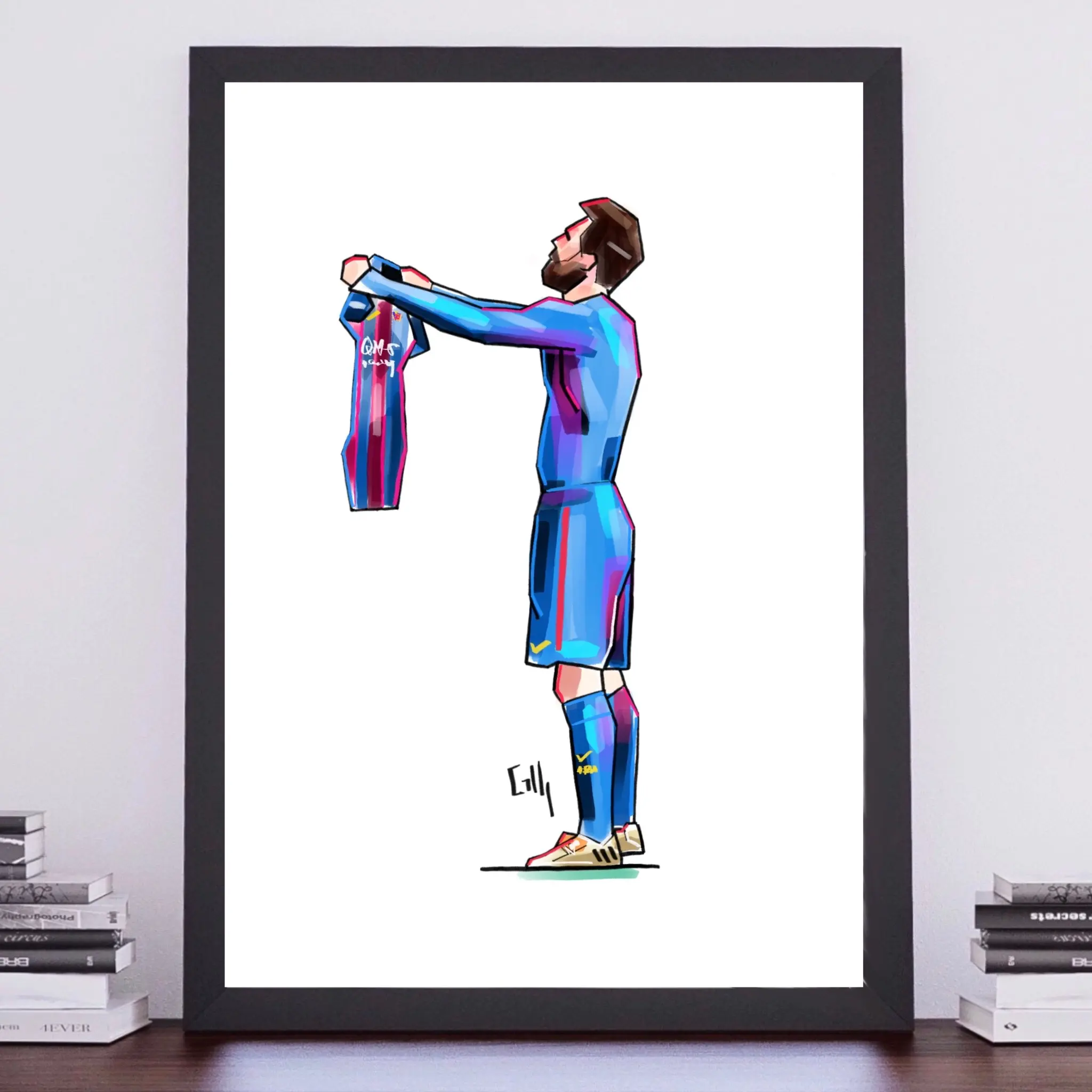 A4 Art Print - Messi v Madrid Shirt Celebration