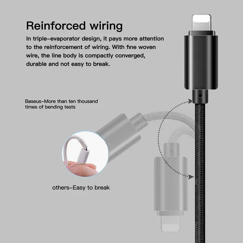 3 in 1 Fast Charging Cable With 3A Speed, Fast Charging Multi Purpose Cable, Type C Cable, Micro USB Cable And Lighting Cable In Black, Cellphone, Mobile Accessories Smartphone Charger 2