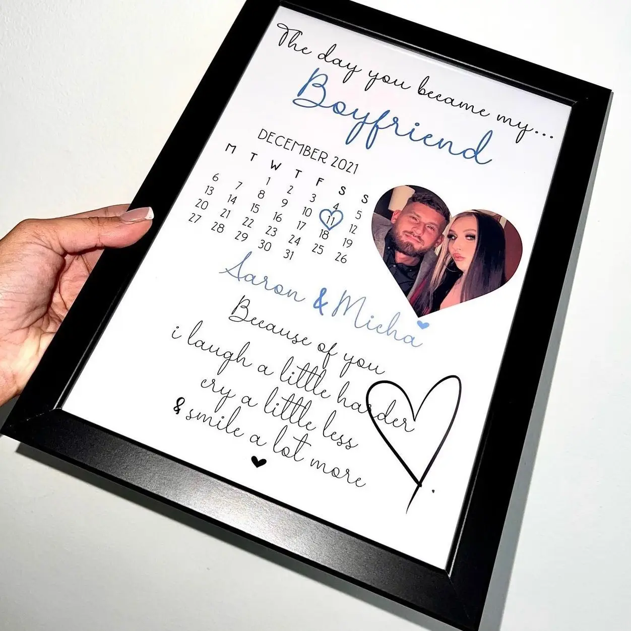 Boyfriend calendar personalised print (once ordered you will receive a link to personalise) digital prints