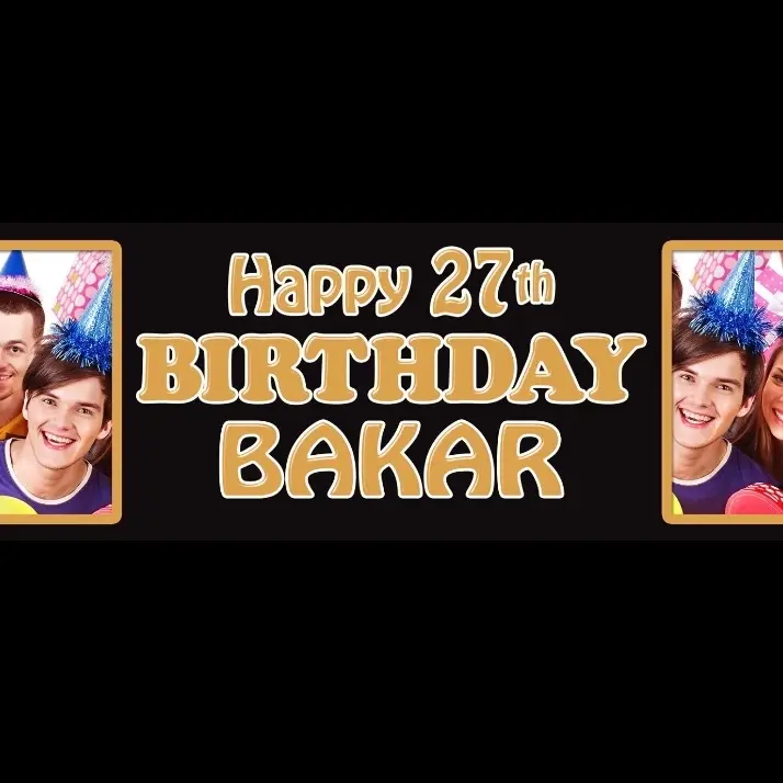 2 x Personalised Birthday photo Banners Decoration Set 0