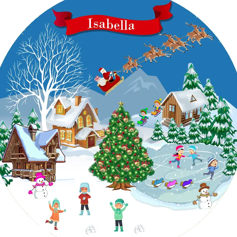 Christmas Scene Personalised - Tuff Tray Vinyl Mat Insert 0