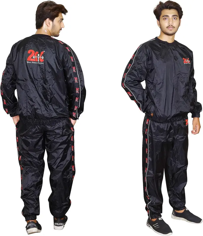 2Fit Your Fitness Partner Heavy Duty Workout Sauna Sweat Track Suit Top and Bottom Non Rip Weight Loss Slimming Boxing MMA Training Gym Weightlifting Running Jogging Exercise Fat Tracksuit 0