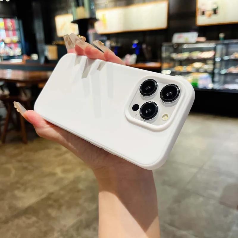 Simple Solid Color Lens Bumper Shock Protection Phone Case for IPhone 16 14 15 Pro Max 13 Soft Matte Cover for IPhone 16pro 7