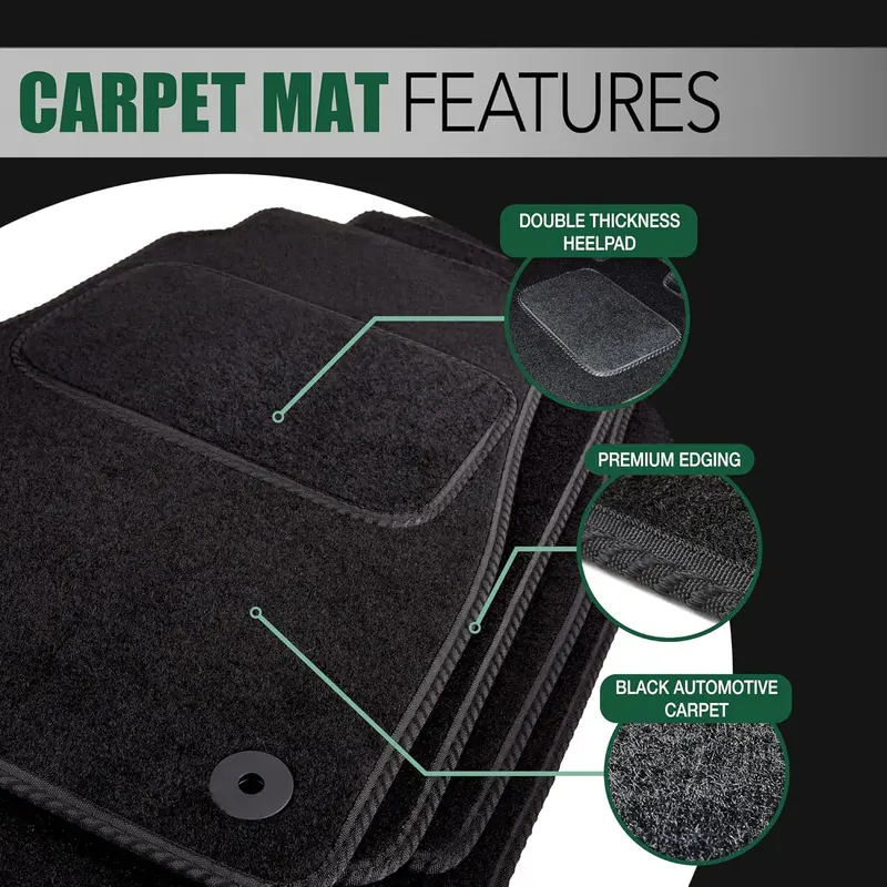 `GCM Tailored Black Carpet-Rubber Car Mats for Peugeot Partner Van 2019 to Present 2