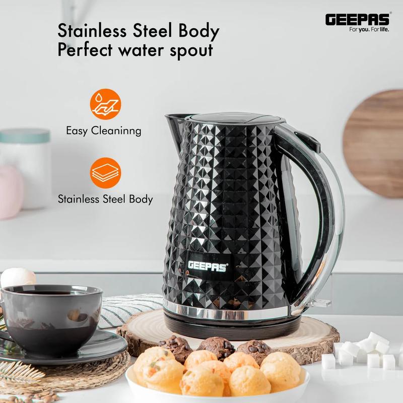 Geepas Black Kitchen Set - 1.5L Electric Kettle (3kW Rapid Boil), 4-Slice Toaster (Wide Slots, Auto Shutoff) & 20L Microwave (5 Power Levels, Timer) - Stylish & Space-Saving Kitchen Trio for Effortless Cooking & Reheating! 6