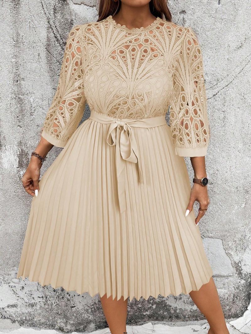 Product Introduction of Dress Hem Patchwork Plush Installation Size Elegant Solid Lace Pleated 0