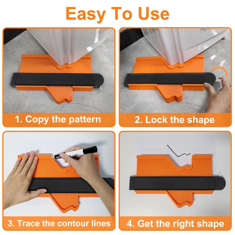 Contour Gauge Profile Tool with Lock 10 Inch/25cm, Profile Gauge Tool Contour Gauge Duplicator Marking Gauge Woodworking Tools Laminate Flooring Tools Thoughtful Gifts for Men 3