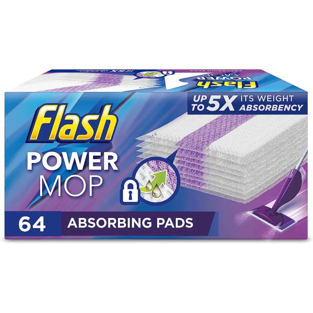 Flash Powermop Absorbing Refill Pads, Floor Cleaner, 64 Count (16 x 4)