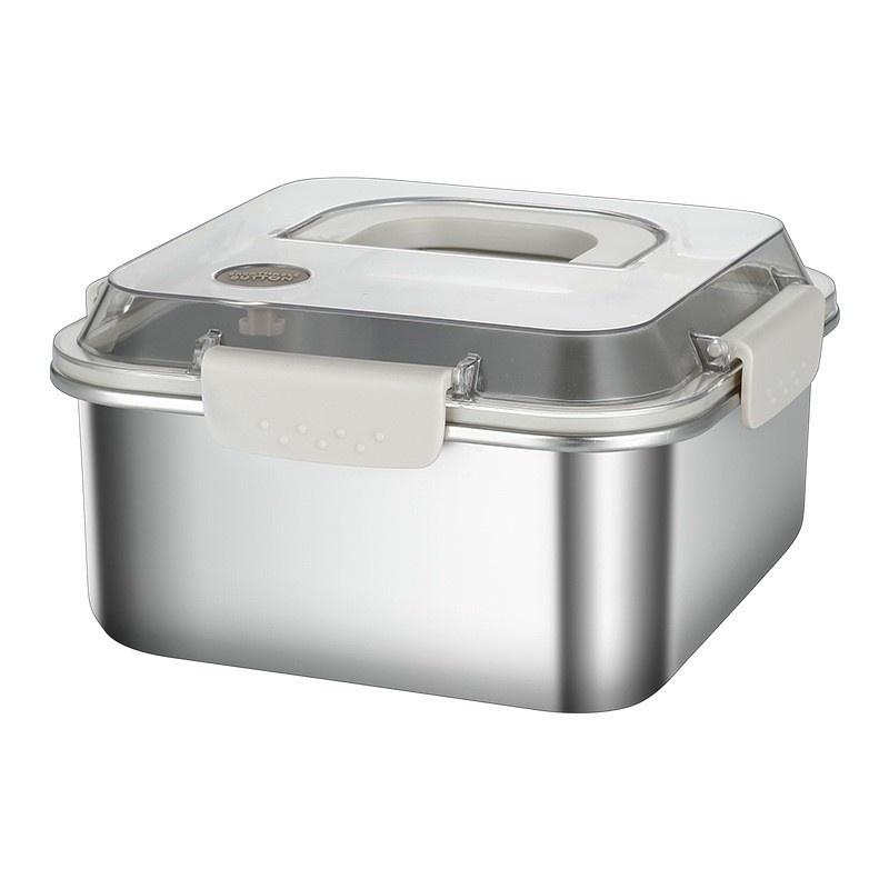 304 Stainless Steel Crisper Square Lunch Box With Handle Rectangle Tableware 7