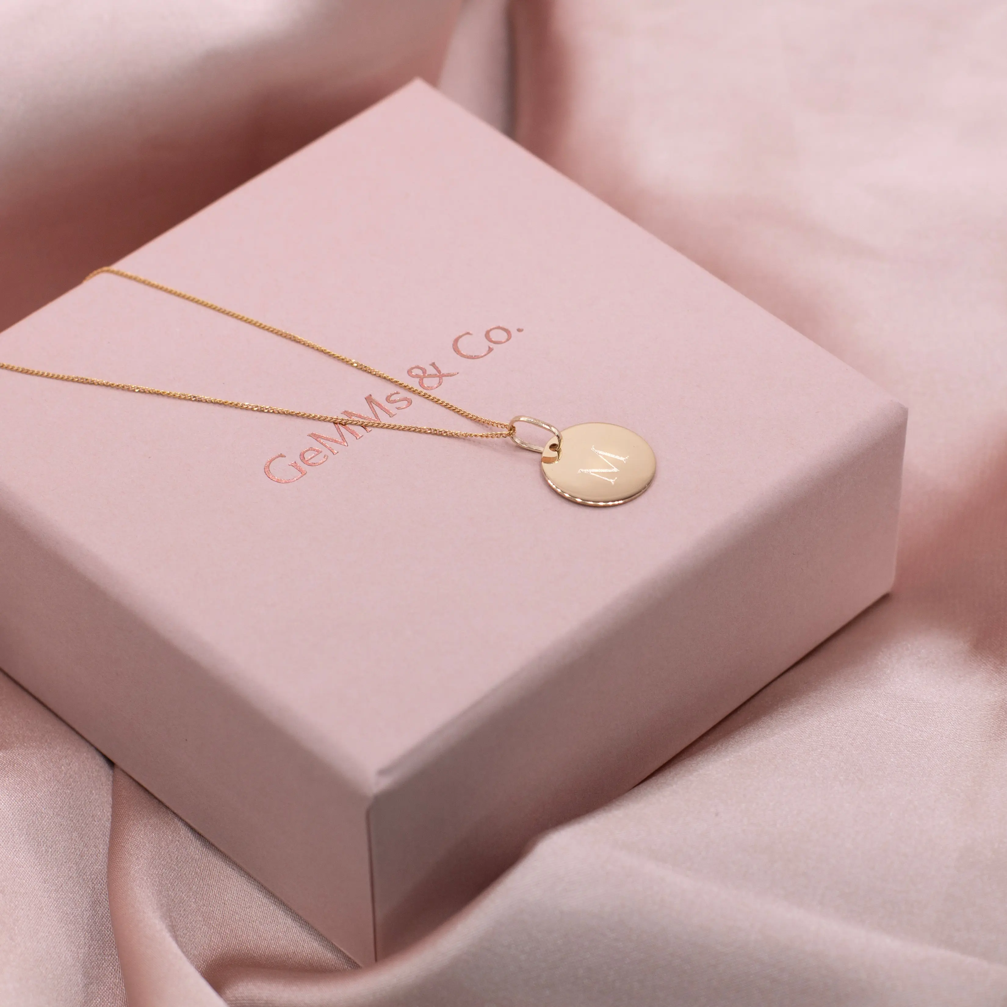 Small Round Initial  Free Engraving Disc Necklace In Gold
