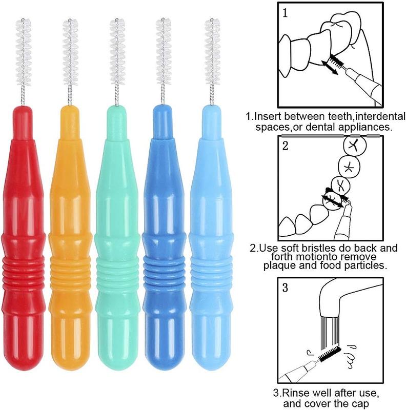 50 Pieces Interdental Brush,Toothpicks Tooth Flossing Head Oral Dental Hygiene Brush,Teeth Cleaner Dental Floss Stick Tooth Cleaning Tool Comfort Cleanser 2