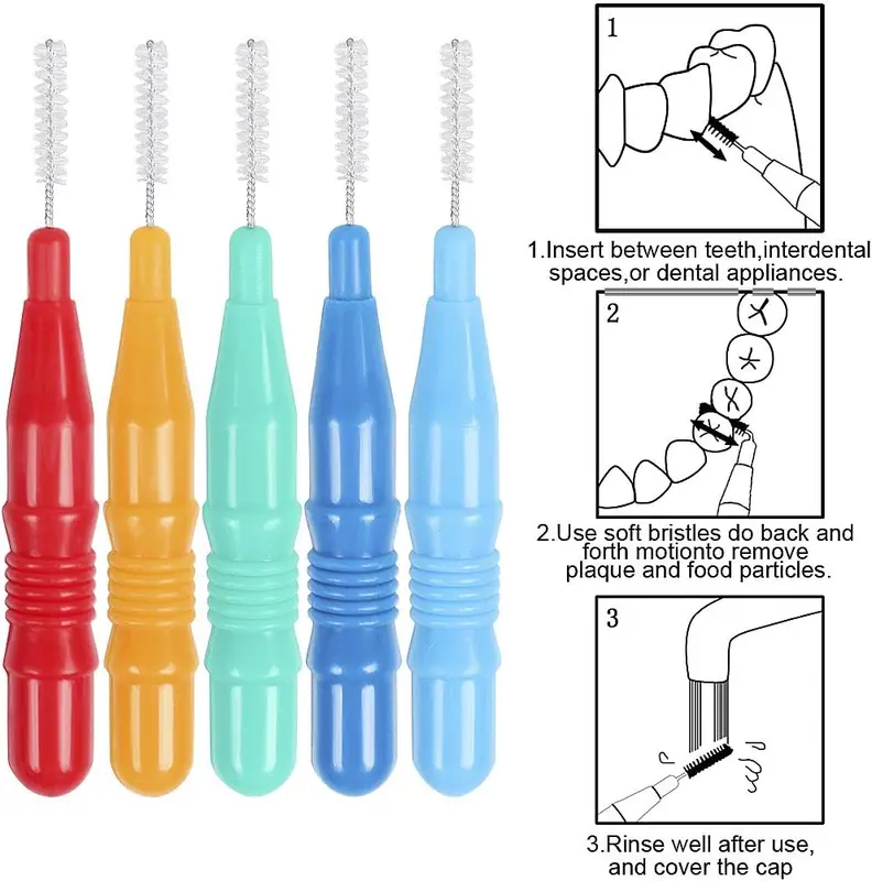 50 Pieces Interdental Brush,Toothpicks Tooth Flossing Head Oral Dental Hygiene Brush,Teeth Cleaner Dental Floss Stick Tooth Cleaning Tool Comfort Cleanser 2