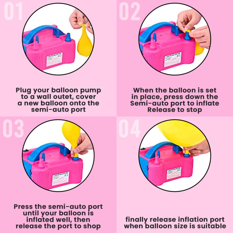 Portable Electric Balloon Pump High Power Dual Nozzle Air Pump Balloon Inflator 5