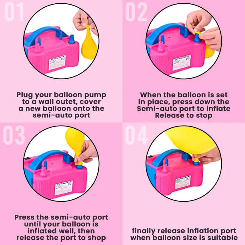 Portable Electric Balloon Pump High Power Dual Nozzle Air Pump Balloon Inflator 5