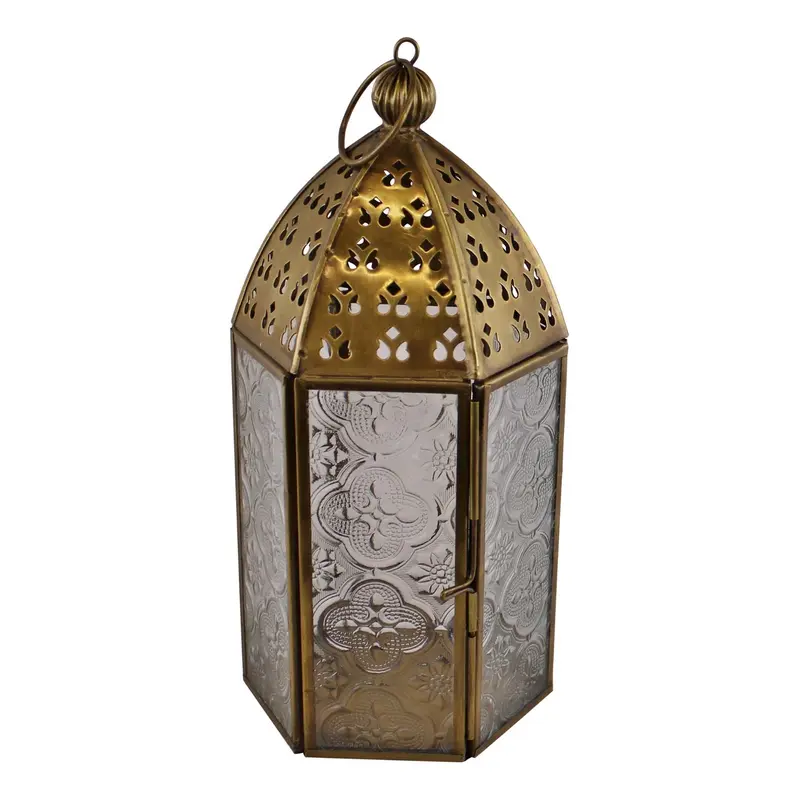 Small Gold Metal Moroccan Style Kasbah Candle Lantern 0