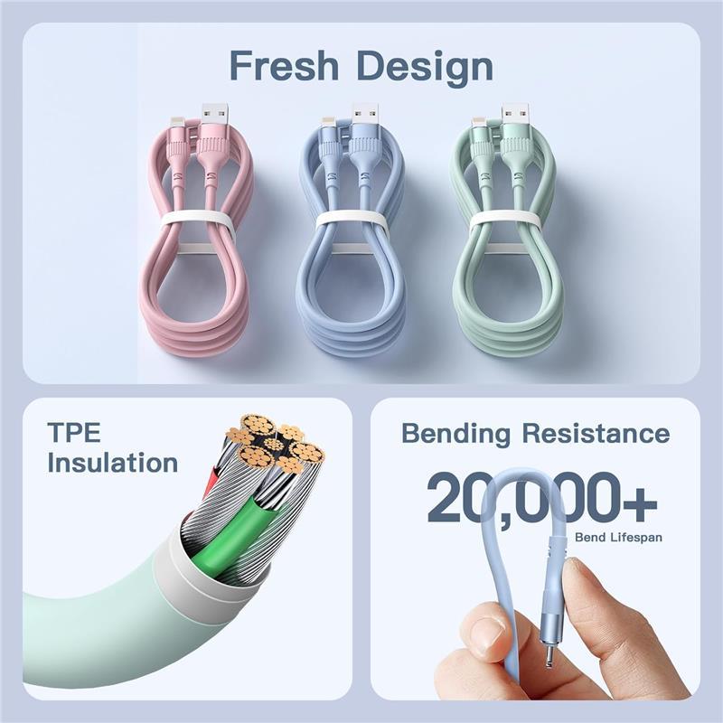 iPhone Charger，3PACK 6FT/1.8M MFi Certified iPhone Charger Cable Fast Charge TPE Long iPhone Charging Cable Compatible with iPhone 14 13 12 11 Pro Max Pro XS X XR 8 7 6 Durable Cellphone 6
