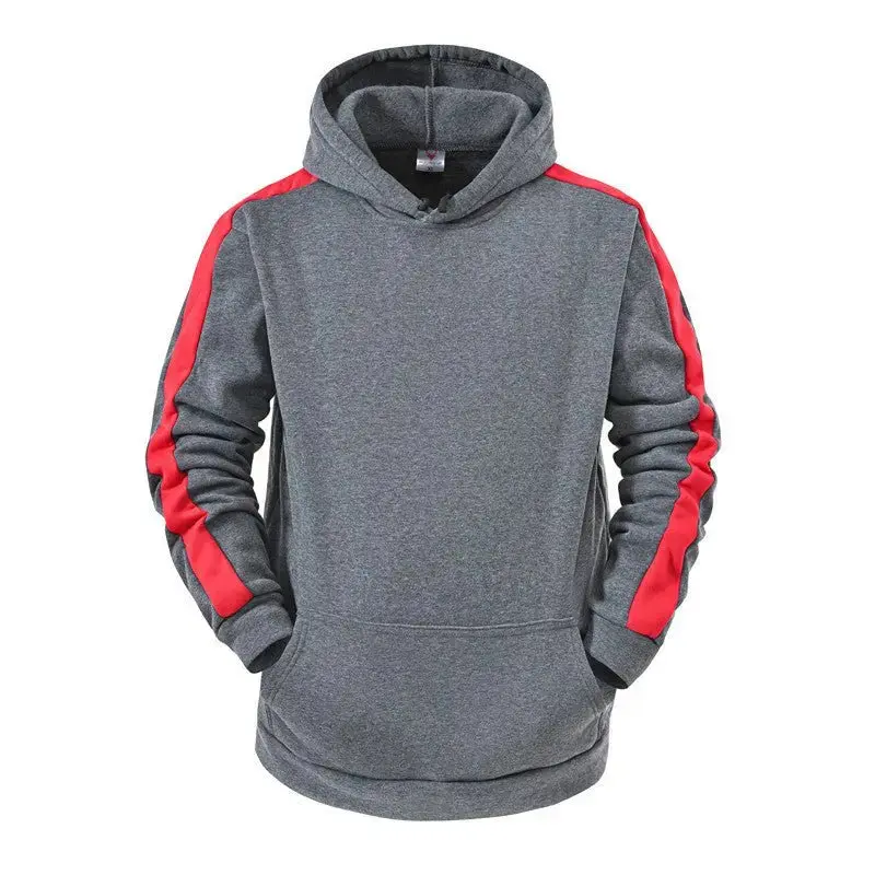 Men Casual Sweater Hooded Stitching Top 5