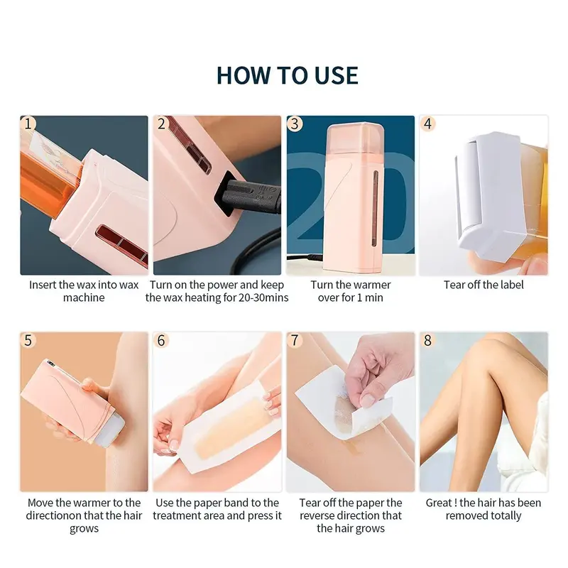 Professional Roll-On Waxing Kit for Women & Men – All-in-One Hair Removal System with Heated Wax Roller, Soft Wax Warmer for Large Body Areas, At-Home Spa Quality 6