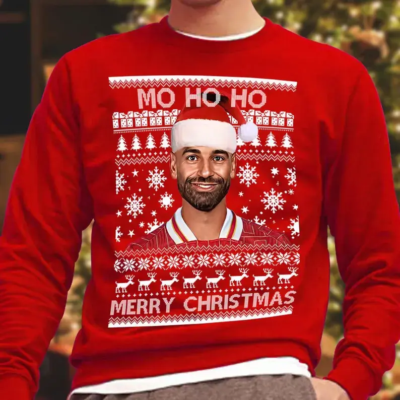 Mo Ho Ho Merry Christmas Mo Salah Liverpool Red Christmas Jumper, Great Gift For Liverpool Fans Sweatshirt, Gift for Him, Gift for Her, Gift for Fan