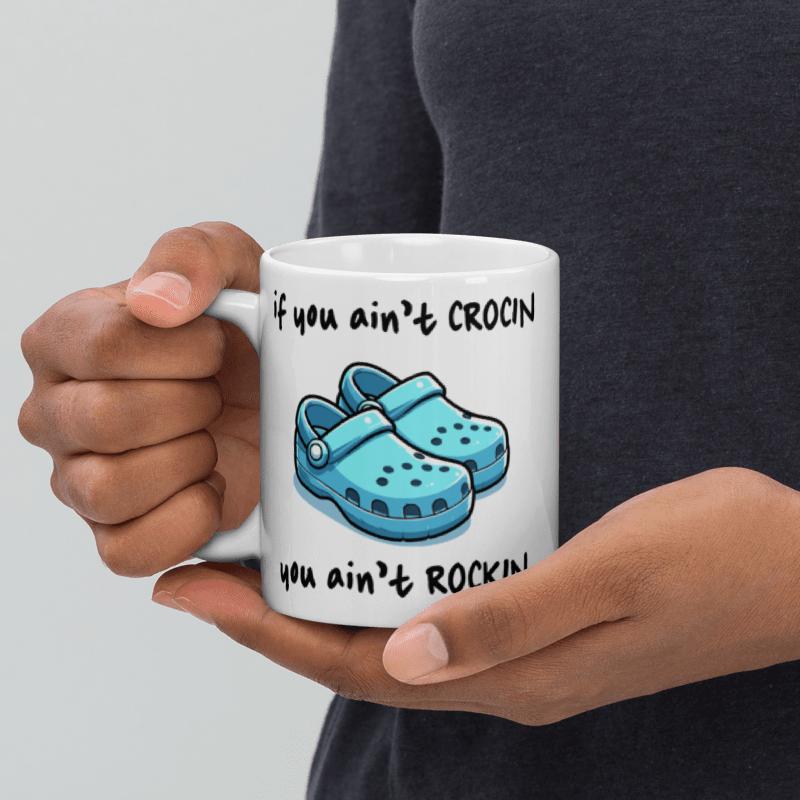 Funny Mug, if you ain't crockin, you ain't rocking, blue design, also in pink, Homorous  Gift Idea, Birthday Present, Christmas, Mothers Father Day, Secret Santa, Graduation, Thank you, Anniversary, Retirement 6