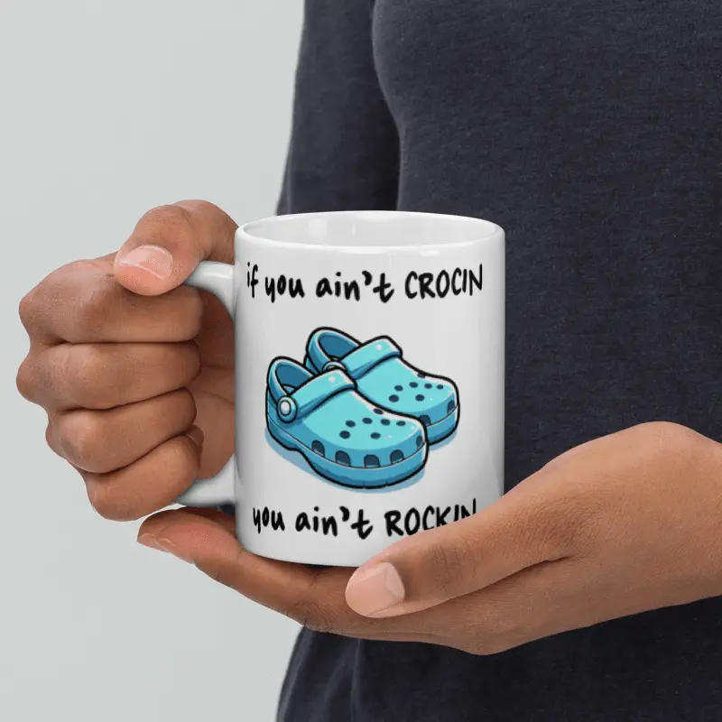 Funny Mug, if you ain't crockin, you ain't rocking, blue design, also in pink, Homorous  Gift Idea, Birthday Present, Christmas, Mothers Father Day, Secret Santa, Graduation, Thank you, Anniversary, Retirement 6