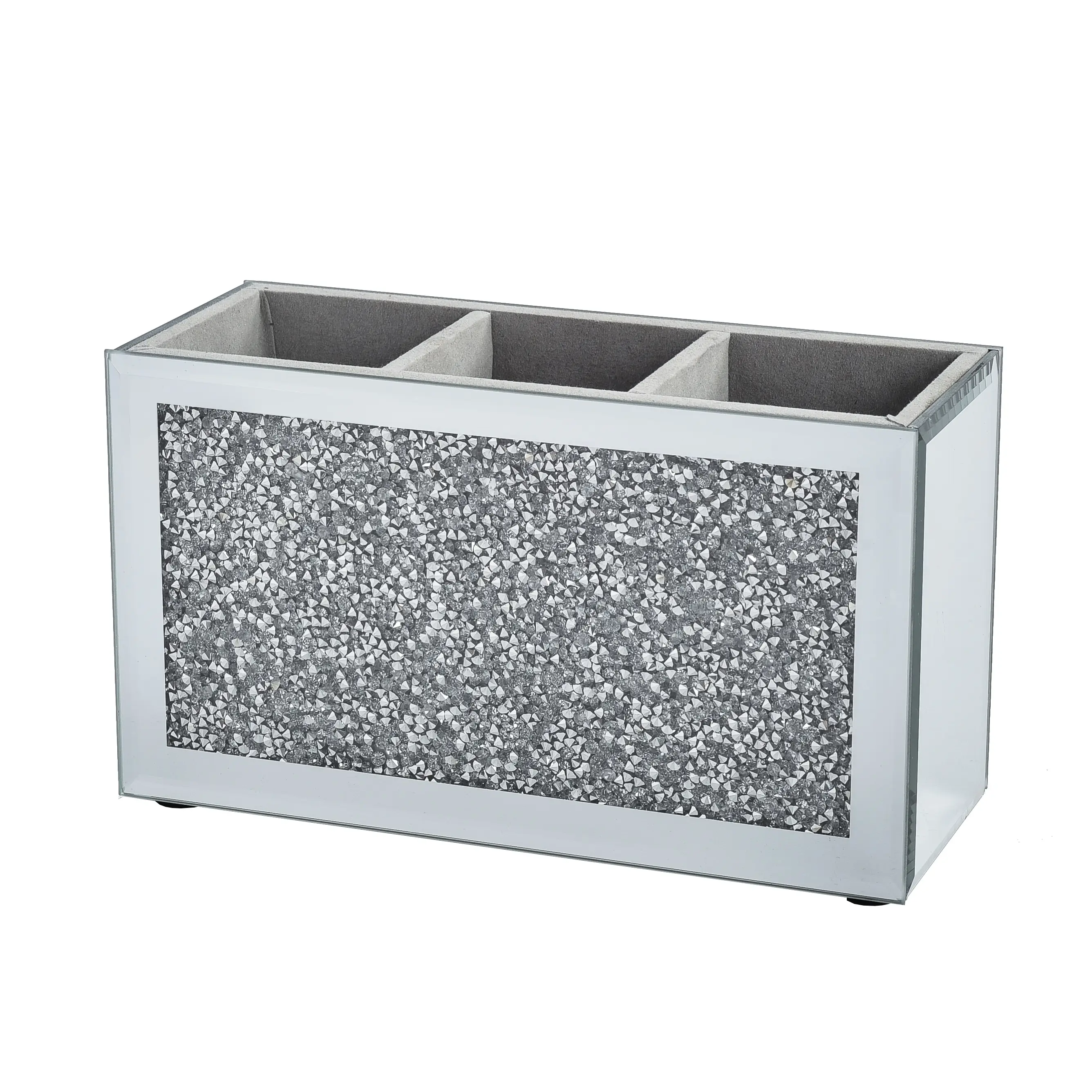 Stylish Diamond Crush Grey Brush Holder - Perfect Organiser for Your Room