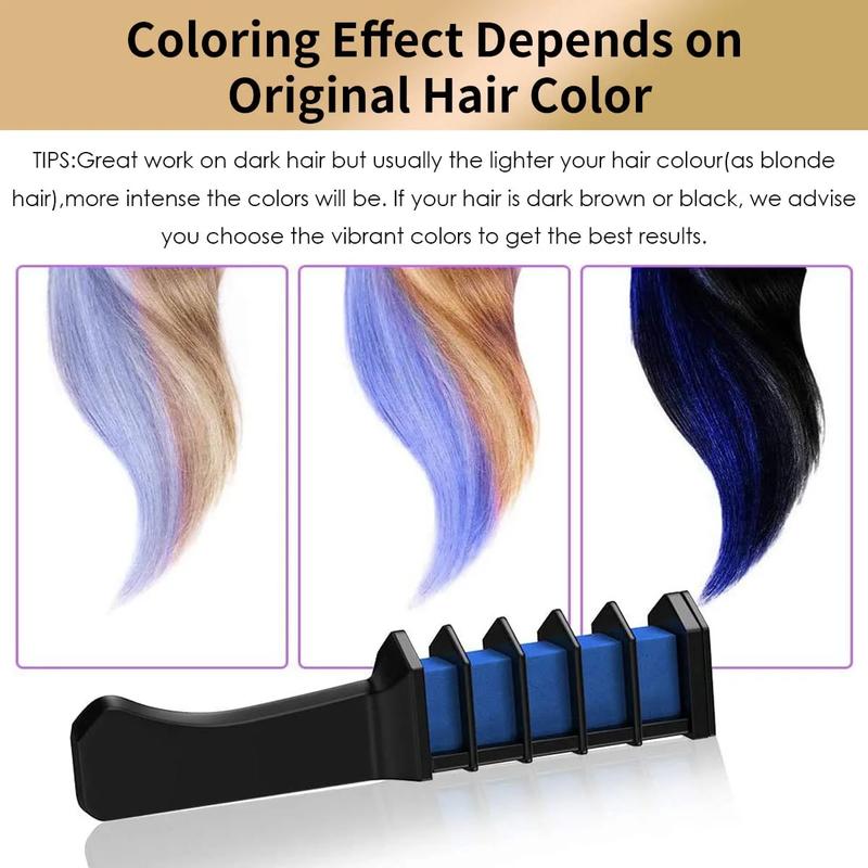 10 Pieces Non Permanent Temporary High Quality Colour , Non Toxic & Wet or Dry Hairs Temporary Hair Chalk, Washable Color Hair Comb, Rainbow Hair Dye Chalk Comb for Birthday Masquerade Cosplay DIY Decorate Best Christmas Gift For Kids Girls, Boys & Adults 7