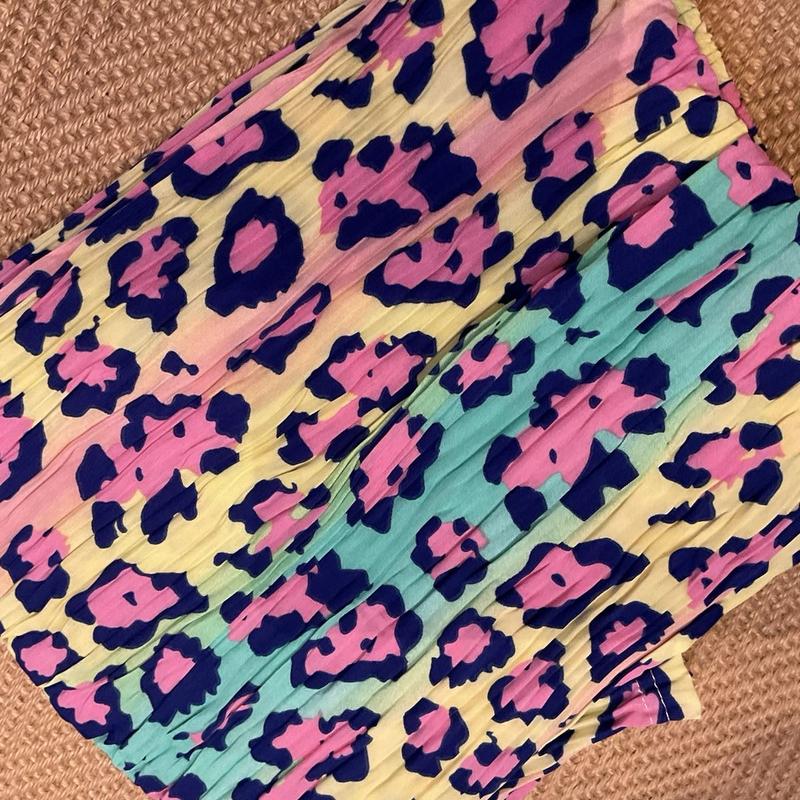CW Multicolour Leopard Plisse Pleated Bottoms Comfortable Womenswear Trouser casual holiday 3